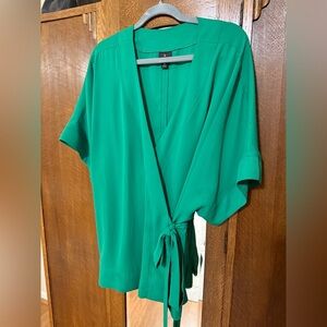 Worthington Woman Green Wrap Top, 3X